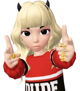 🤟 DUDE demônio, menina, desenho animado, sardas, gesto, moda, estilo telegram sticker