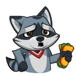 🌭 raton laveur, sandwich, animal, dessin animé, mignon, bandana telegram sticker