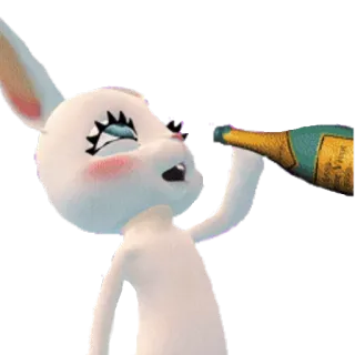 🍾 кролик, алкоголь, выпивка, мультфильм, вечеринка, праздник whatsapp sticker