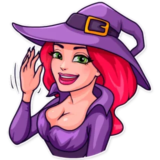 👋 strega, cartoni animati, magia, ragazza, donna, halloween telegram sticker