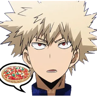 🍕 Bakugo My Hero Academia Anime, Personaje, Pizza, Dibujos animados, Comida, Manga telegram sticker