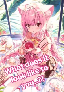 👀 What does it look like to you..?! Anime, Lindo, Chica, Orejas de gato, Kawaii, Manga, Ilustración, Rosa telegram sticker