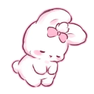 😖 귀여운, 토끼, 카와이, 동물, 분홍색, 리본 telegram sticker