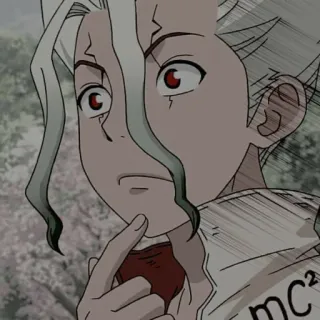 💖 Senku Ishigami Dr. Stone E = mc2 Anime, Dr. Stone, Senku Ishigami, Science, Personnage telegram sticker