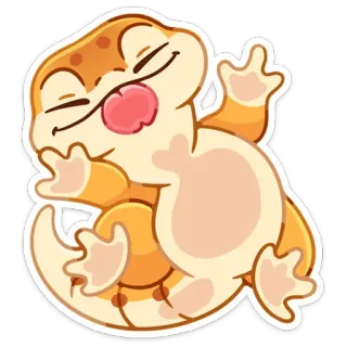 😛 ящерица, геккон, животное, милый, мультяшный, наклейка, рептилия telegram sticker