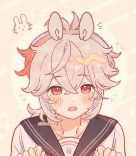 🌟 Kaedehara Kazuha Genshin Impact Anime, Genshin Impact, Kazuha, Personagem, Fanart, Fofo, Orelhas de coelho telegram sticker