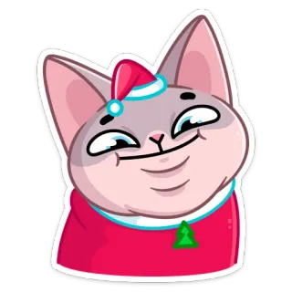 🙂 cat, christmas, santa, cute, cartoon, sticker, animal telegram sticker