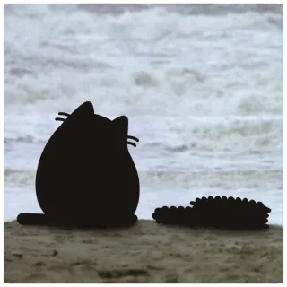 🌊 猫, ビーチ, 海, Pusheen telegram sticker
