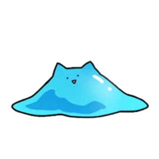 🌊 slime, cat, cartoon, animal, cute, blue telegram sticker