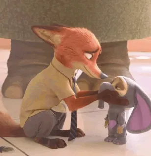 📍 Nick Wilde Zootopia ズートピア, ニック・ワイルド, 癒し, 悲しい, キツネ, ウサギ telegram sticker