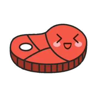 😆 Steak, Fleisch, Kawaii, Süß, Cartoon, Essen, Fröhlich telegram sticker