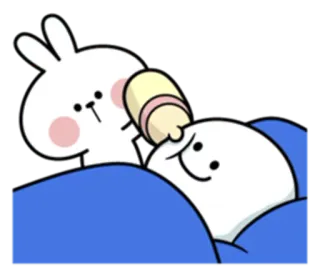 🍼 konijn, konijntje, schattig, baby, fles, cartoon telegram sticker
