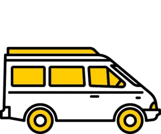 🚐 mobil, van, kendaraan, kuning, putih whatsapp sticker