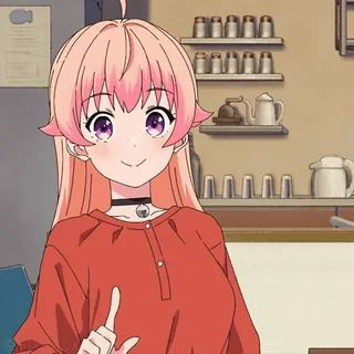 🙏 Garota anime, Kawaii, Fofo, Cabelo rosa, Desenho animado, Mangá, Choker telegram sticker