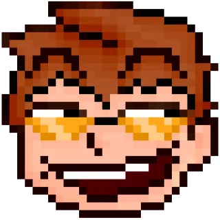 😏 ピクセルアート, キャラクター, メガネ, ニヤリ, 漫画, アバター telegram sticker