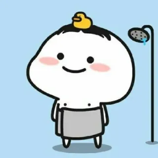 🚿 Ente, Dusche, süß, Handtuch, Cartoon telegram sticker