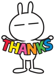 😃 THANKS dziękuję, królik, słodki, wdzięczność, uznanie telegram sticker