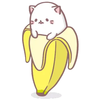 😔 mèo, chuối, dễ thương, hoạt hình, kawaii, động vật, trái cây telegram sticker