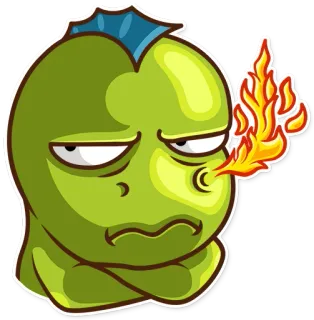 😒 Monstro, Desenho animado, Bravo, Fogo, Sarcástico, Mal-humorado telegram sticker