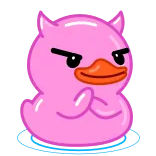 😈 Papera di gomma, Rosa, Cartone animato, Corna da diavolo, Carino, Kawaii telegram sticker