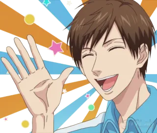 👋 anime, smiling, cheerful, male, waving telegram sticker