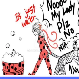 😡 Ladybug Miraculous: Tales of Ladybug & Cat Noir It's just water dibujos animados, animado, serie de TV, Ladybug, Cat Noir, agua, Miraculous telegram sticker