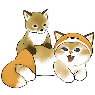 🦊 고양이, 여우, 동물, 귀여운, 카와이, 스티커 telegram sticker