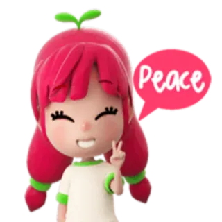 ✌ Peace paz, menina, desenho animado, fofo, feliz, positivo, saudação telegram sticker