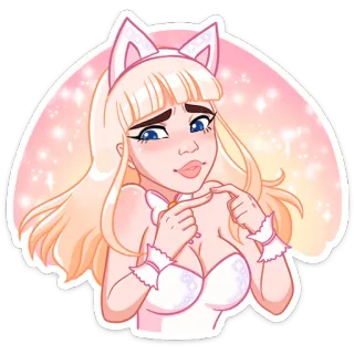 🥺 девочка-кошка, аниме, каваи, милый, девушка, стикер, цифровое искусство, мультфильм whatsapp sticker