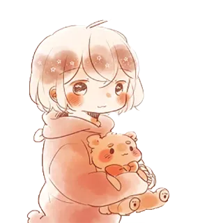 ☺️ Anime, Bambino, Orsacchiotto, Carino, Kawaii, Disegno, Illustrazione telegram sticker