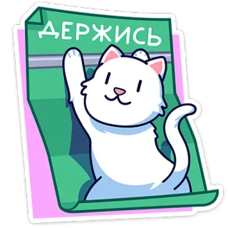 💪 ДЕРЖИСЬ gato, espera, sticker, dibujo animado, ánimo, apoyo, motivación whatsapp sticker
