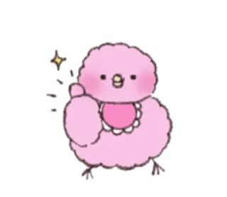 🎀 mignon, rose, bébé, kawaii, dessin animé, oiseau whatsapp sticker