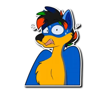 😱 Furry, Anthro, Cartoon, Hund, Verängstigt, Geschockt, Besorgt telegram sticker