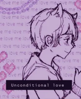 💜 Unconditional love cinta, tanpa syarat, anime, hati, kartun, sketsa telegram sticker