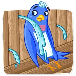 🙁 鸟, 墙, 卡通, 可爱, 蓝色 telegram sticker