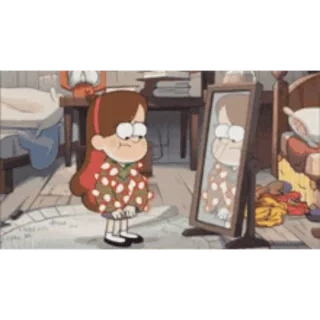 👚 Mabel Pines Gravity Falls cartoon, animation, Mabel, Gravity Falls, Disney, mirror, sad telegram sticker