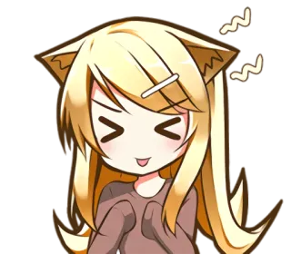 😝 Anime Mädchen, Katzenohren, Chibi, Kawaii, Blonde Haare, Süß, Ausdruck telegram sticker