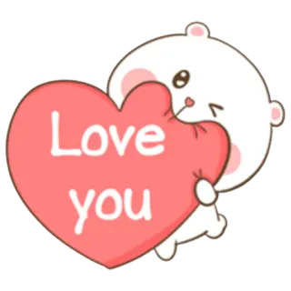 😍 Love you liefde, hart, schattig, cartoon, beer, genegenheid, groet, hartverwarmend telegram sticker
