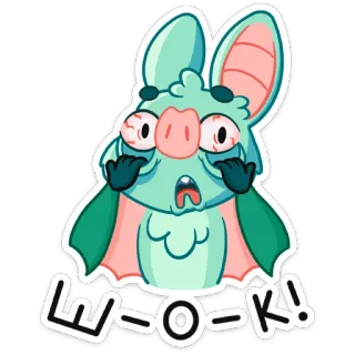 😳 E-O-K! con dơi, mệt mỏi, hoạt hình, nhãn dán, động vật telegram sticker