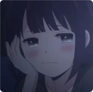 😏 Anime, Fille, Dessin animé, Triste, Mignon, Portrait telegram sticker