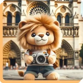 🙍‍♀️ lew, zabawka, aparat, turystyka, podróże, słodki, pluszak whatsapp sticker