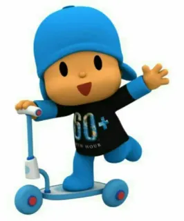 🕳 Pocoyo 60+ ten hour Desenho animado, Criança, Patinete, Azul, Fofo telegram sticker