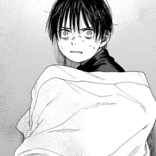 🌚 Manga, Anime, Ragazzo, Preoccupato, Ritratto, Personaggio whatsapp sticker