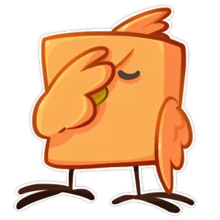 😒 새, 큐브, 정사각형, 오렌지, 만화, 동물 telegram sticker