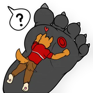 😍 ? cartoon, anthropomorphic, foot, question, orange, furry, illustration telegram sticker