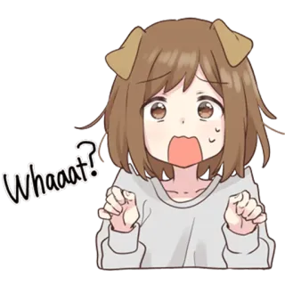 😟 Whaaat? perro, sorprendido, anime, chica, dibujos animados whatsapp sticker