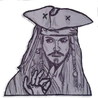 👌 Jack Sparrow Pirates of the Caribbean 海盗, 船长, 麻雀, 角色, 电影, 帽子, 绘画 whatsapp sticker