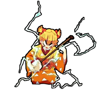 ❄️ Zenitsu Agatsuma Demon Slayer anime, demon slayer, zenitsu, sticker, lightning telegram sticker