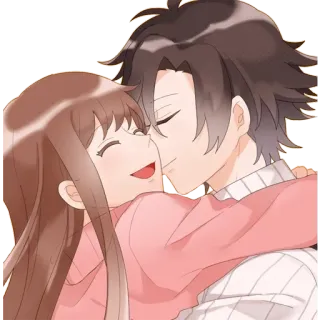 😘 cartoni animati, amore, abbraccio, romanticismo, coppia telegram sticker