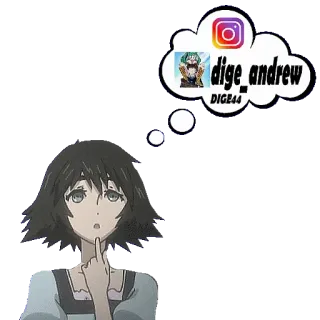 🗯 dige_andrew instagram, имя пользователя, аниме, девушка, облачко мыслей telegram sticker